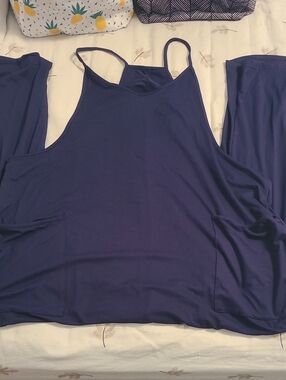 Navy Sleeveless Tank Jumpsuit with Pockets